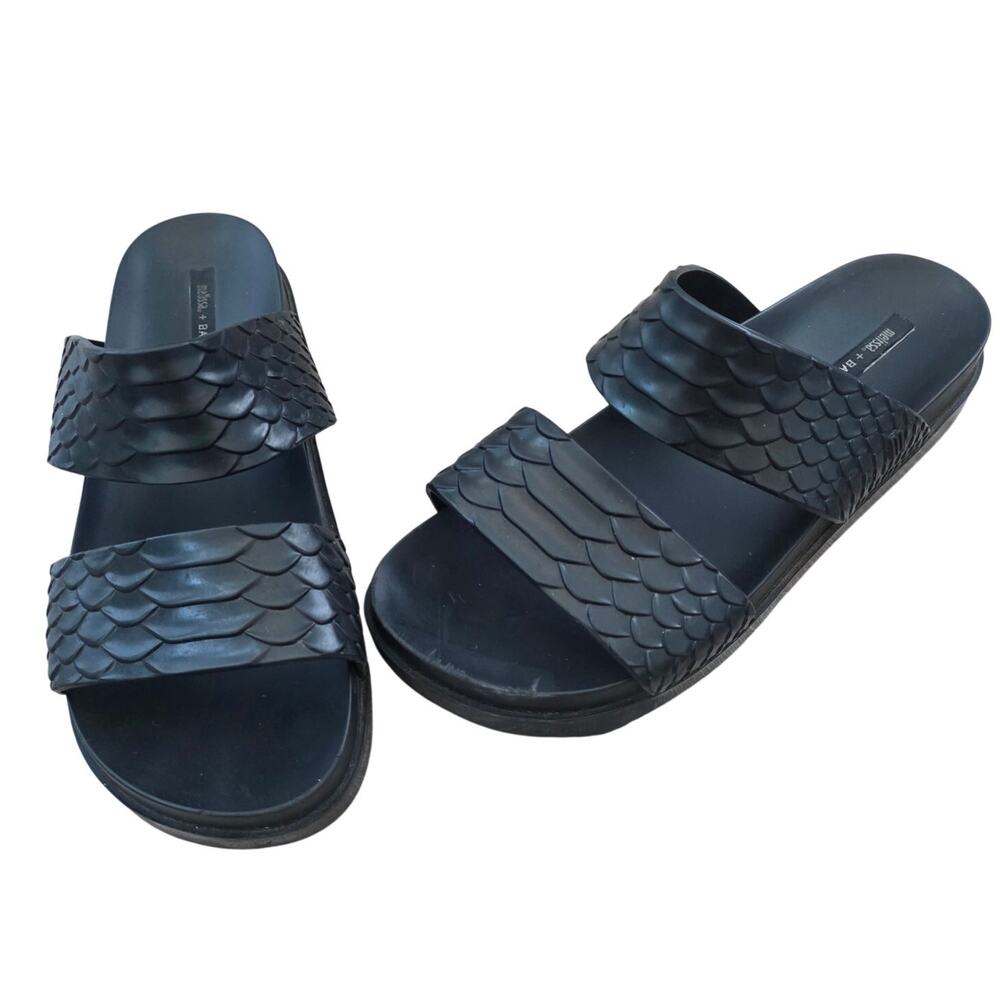 Melissa x Baja East Black Python Platform Slide Sandals Womens Sz 9 PVC